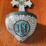 Ancient bronze and cloisonné enamel holy water font