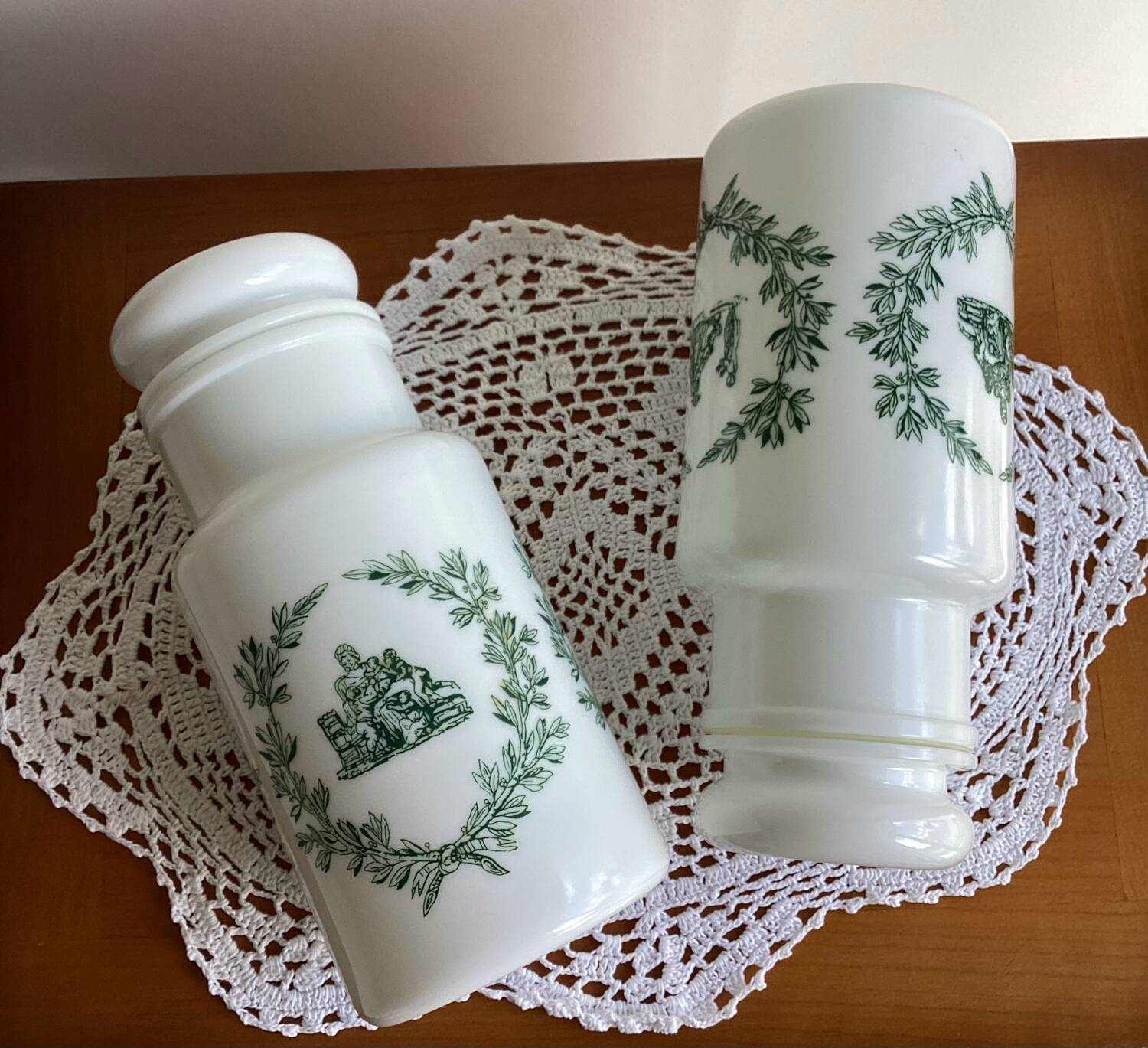 Opal glass jars - vintage