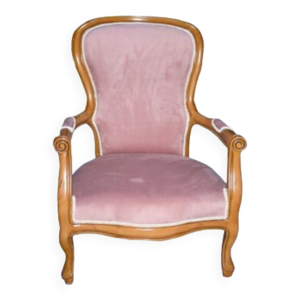 Fauteuil rose en bois