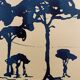 Painting, monochrome watercolor "Twilight over the Pine Forest" Provence, signed