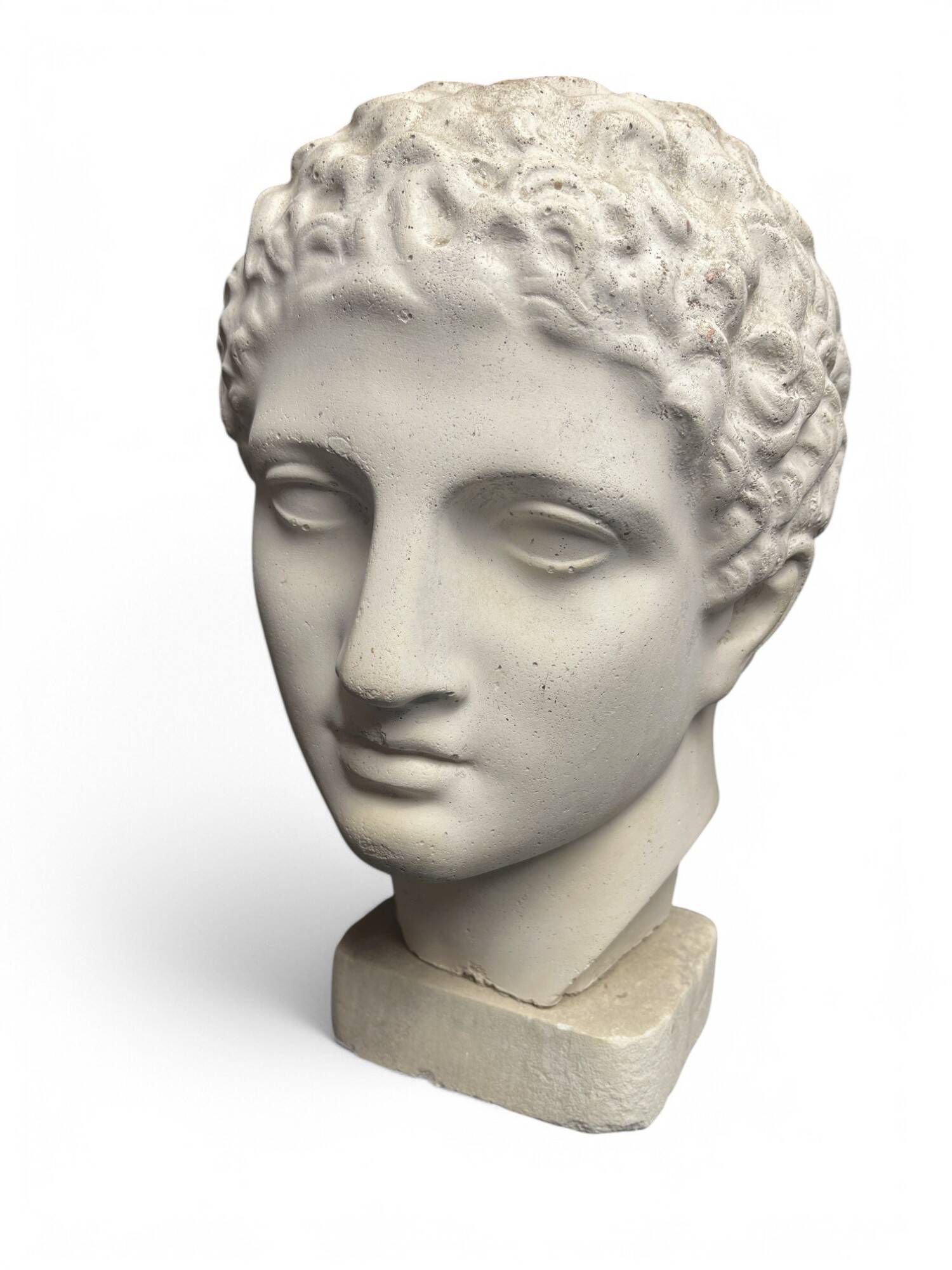 Antique Hermes head sculpture, patinated plaster, mid-20th century