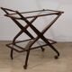 Vintage wooden and glass rolling trolley, 1960