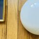 Ceiling light or half-moon wall light, half-spherical, 20 cm, opal glass.