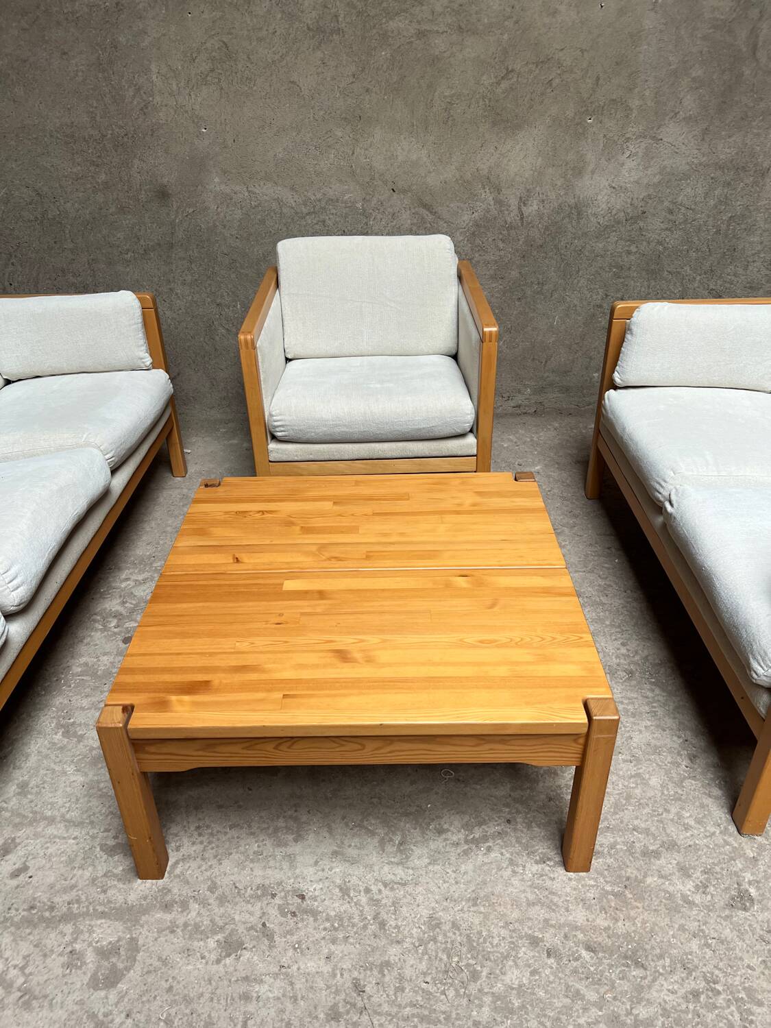 Designer coffee table armchair sofa set 1980