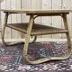 Rattan coffee table and caned shelf from the 1970s.
