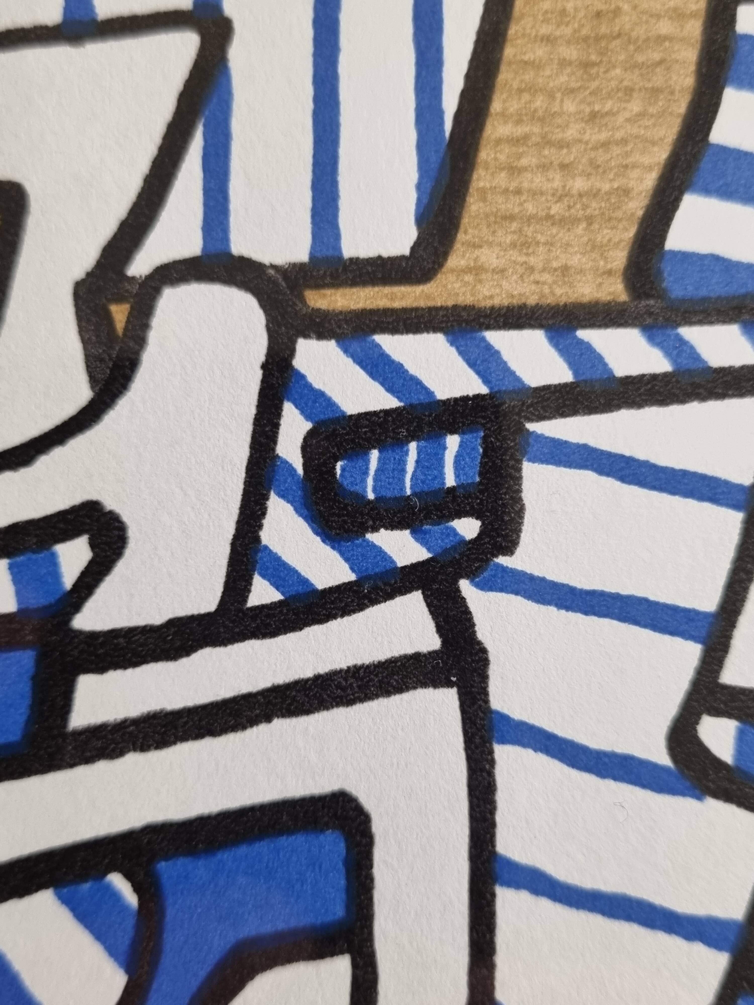 Silkscreen print after Jean Dubuffet, framed, 1970s, 23 x 32 cm
