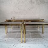 Ensemble de 3 tables basses en laiton minimalistes italiennes, années 1970