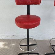 pair of high stools, leather, vintage, industrial