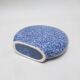 Blue speckled pink disc vase from the 1980s.