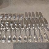 11 silver-plated fish forks and 11 fish knives by Christofle Vendome