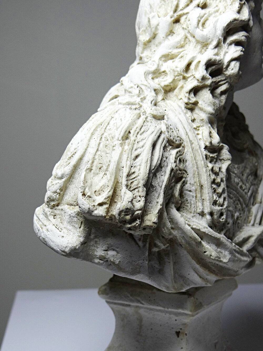 Antique white plaster bust of Louis XIV after Gole & Le Brun