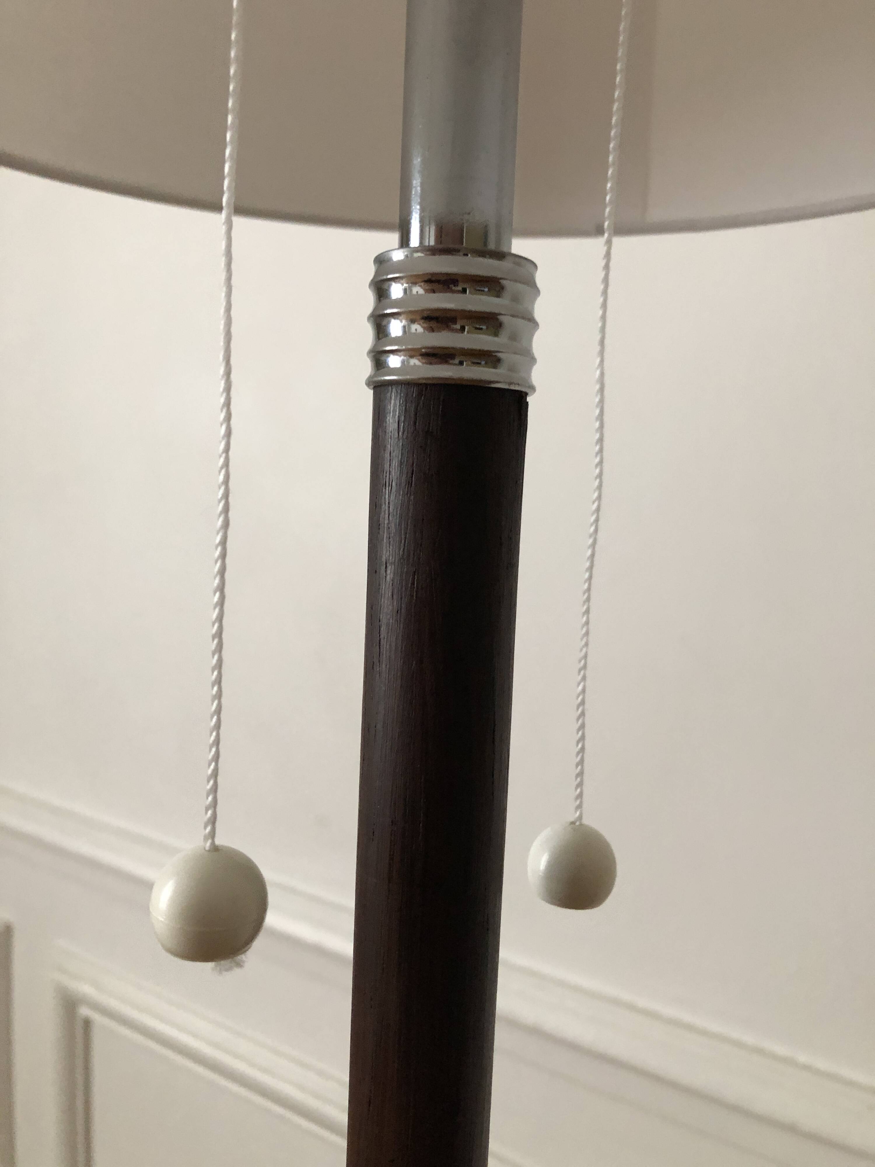 Monix floor lamp, height adjustable in chrome and wood - Paris 1960