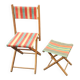 Folding canvas chair with stool, 1950s.