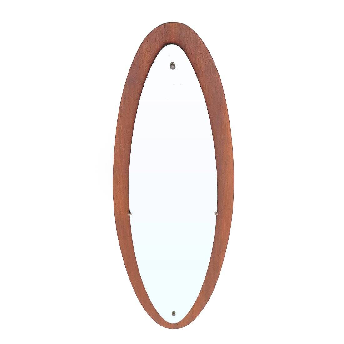 Oval wall mirror in teak, 1960s