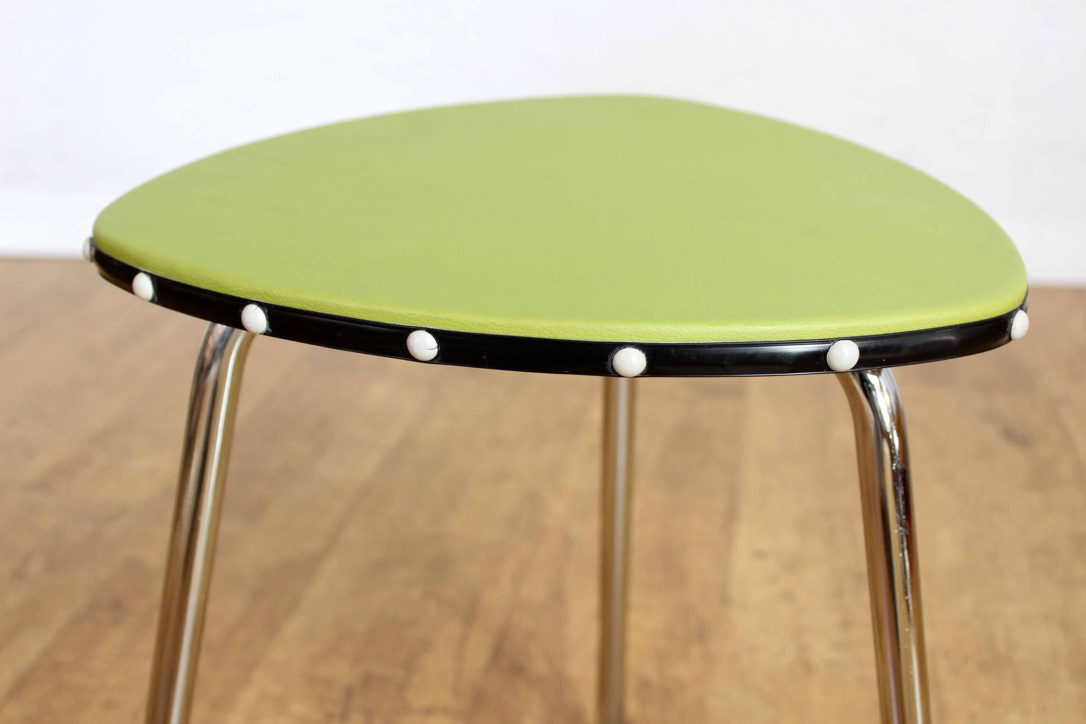 Vintage green and chrome stool