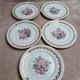 Set of 5 flat plates in Limoges porcelain – Floral decoration and gilding