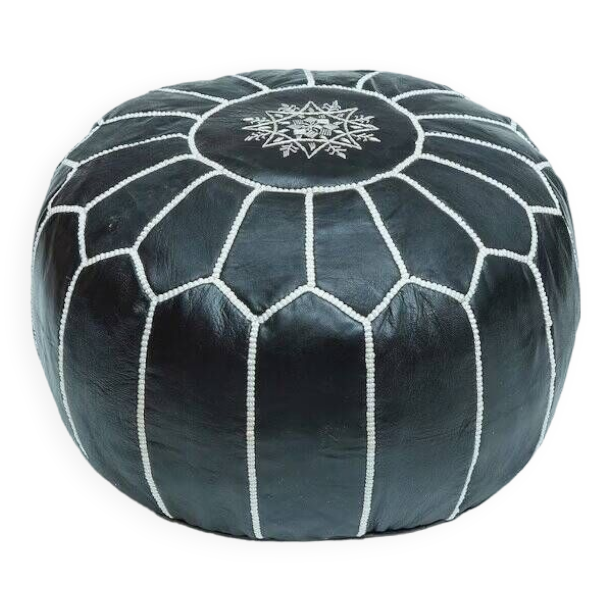 Pouf fassi en cuir rouge et noir