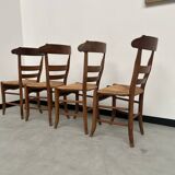 4 old rustic straw chairs