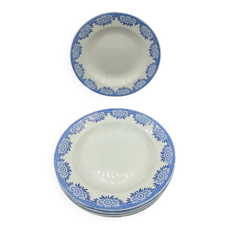6 antique plates Sarreguemines Digoin Model CAPRI blue