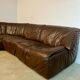 Large modular sofa with brown leather armchair 80s design dreipunkt vintage sofa
