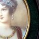 Miniature on ivory young woman elegant oval frame