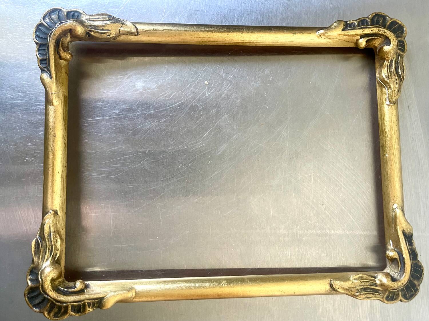 Antique gilded art nouveau  wooden frame 27 cm x 22 cm