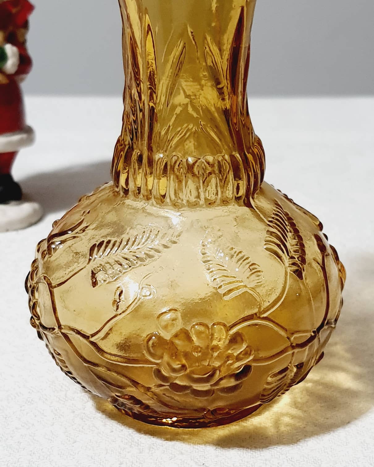 Vintage moulded amber glass vases