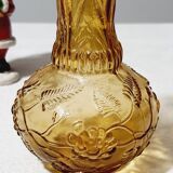 Paire de vases en verre ambré moulé vintage