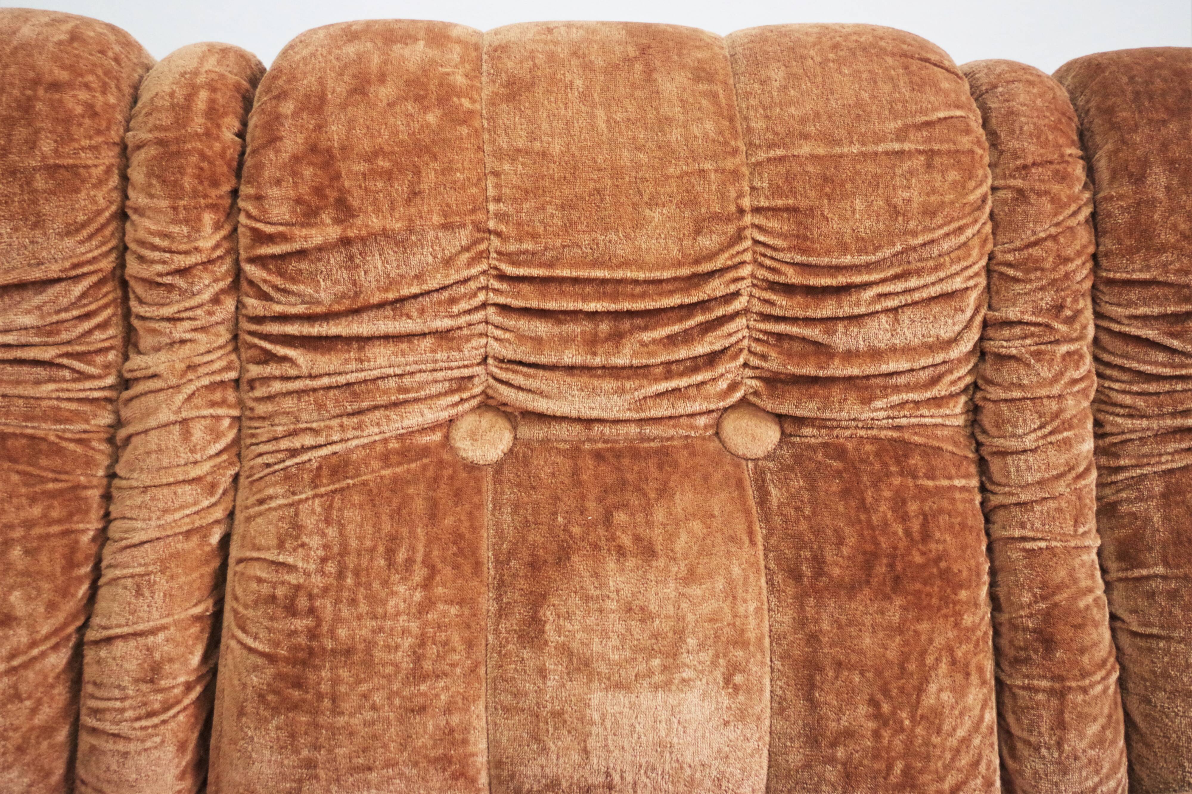 Velvet armchairs and sofa, 1970s, set of 3