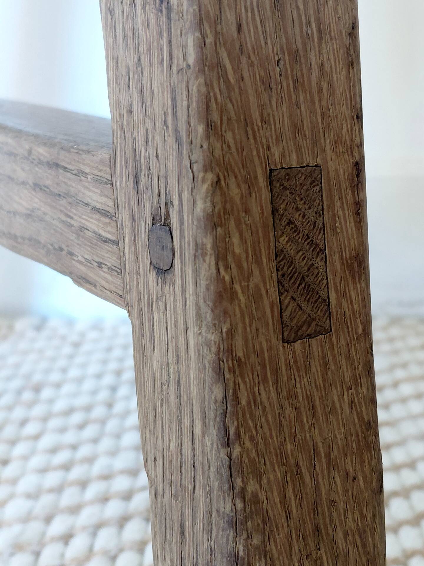Large raw workshop bench with dowels - wabi-sabi spirit 175 cm