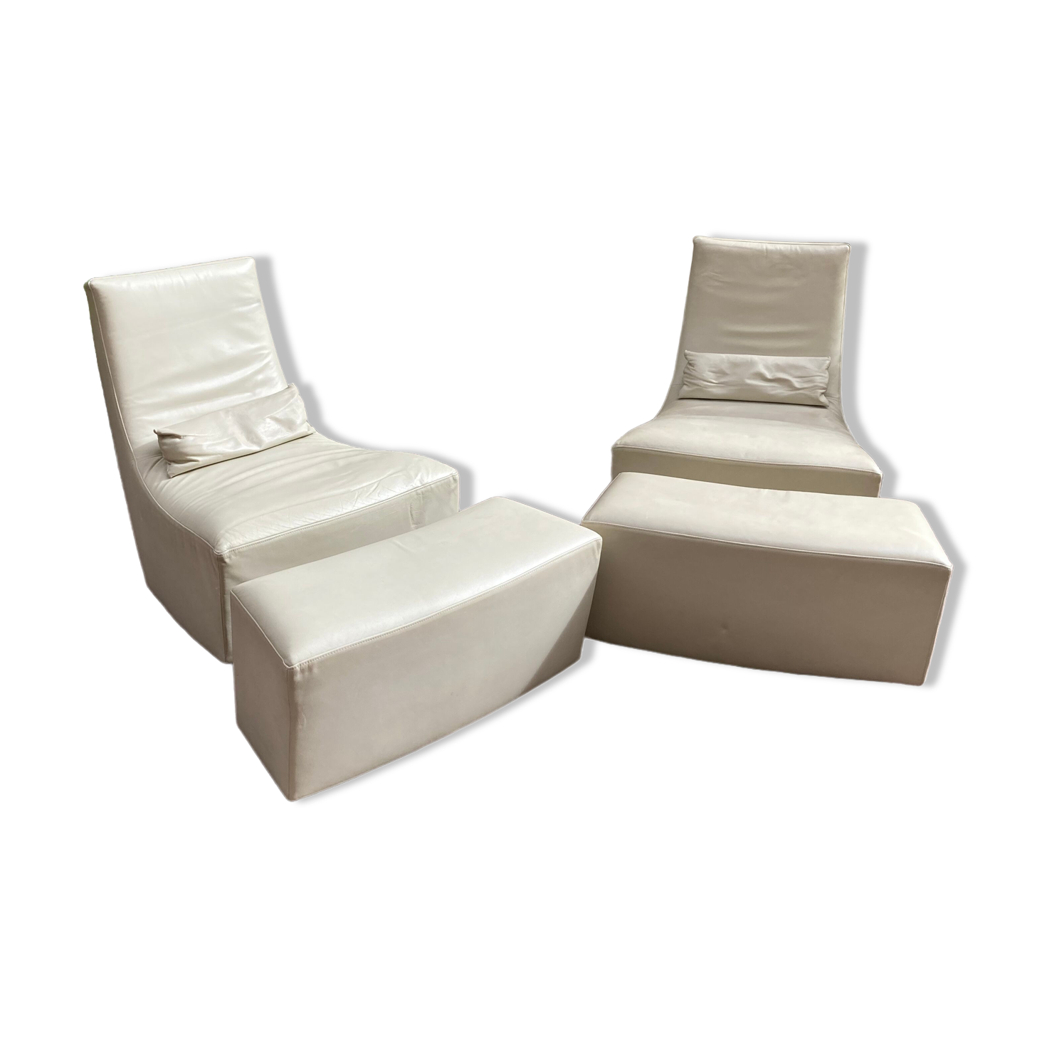 Pair of Armchairs and Footrest Rocking chair Roset Line