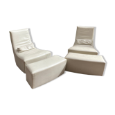 Pair of Armchairs and Footrest Rocking chair Roset Line
