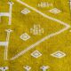 Hand-woven yellow and white kilim rug in natural wool