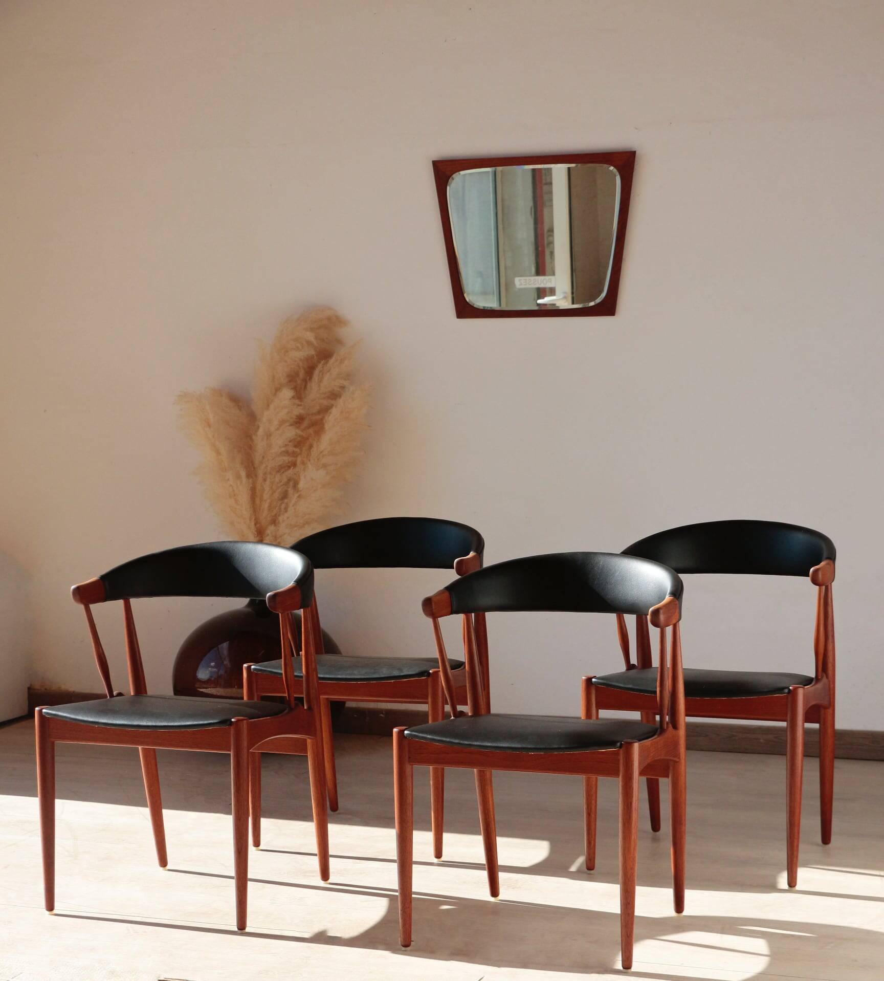Set of 4 Johannes Andersen Scandinavian teak armchairs, 1960s