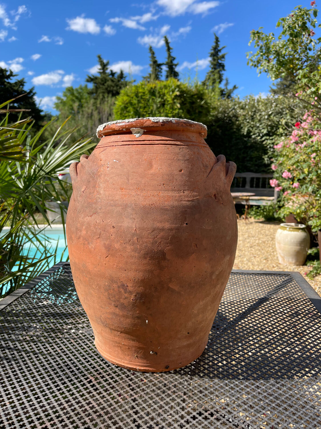 Ancient terracotta pottery jar