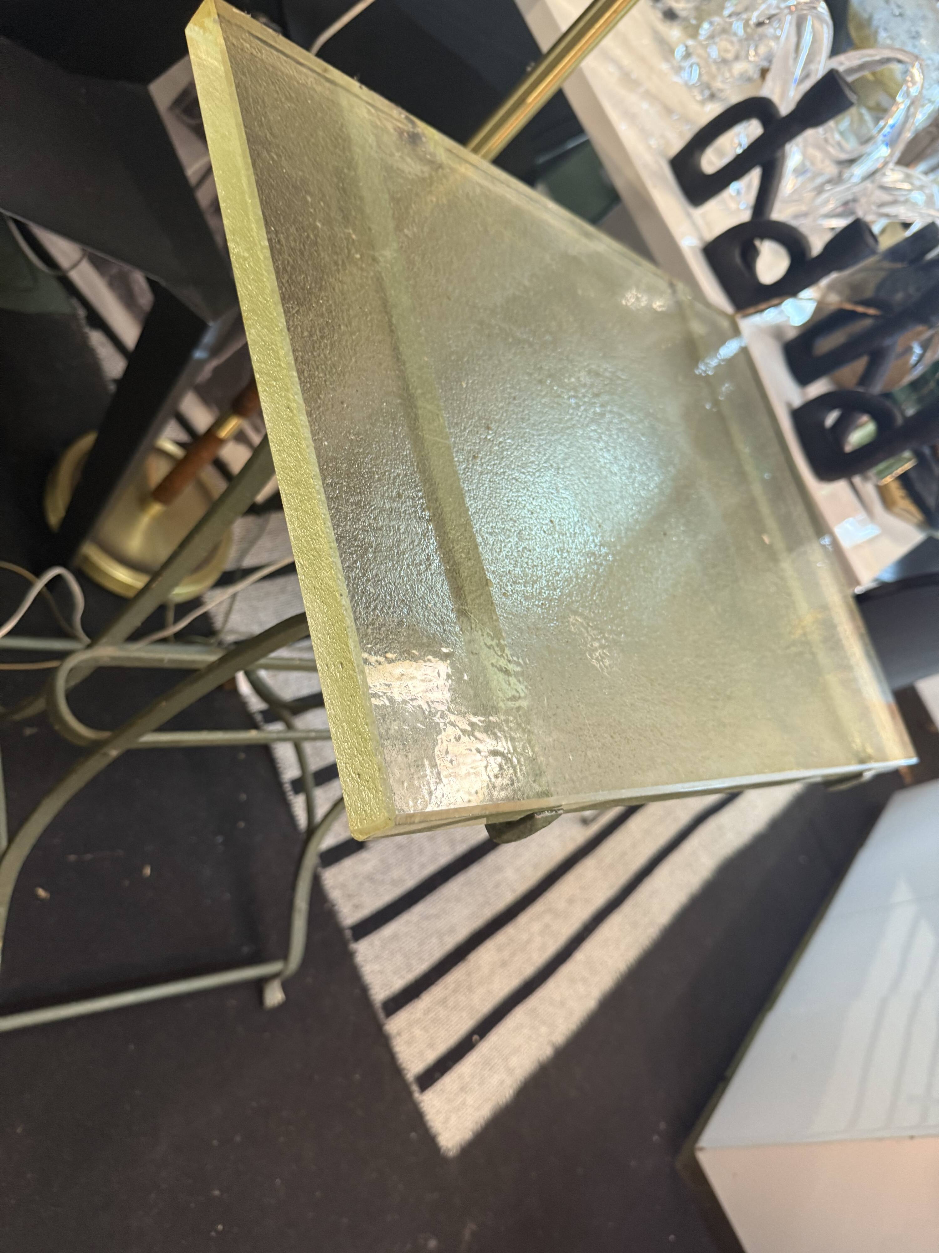 Metal table with glass top