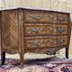 Louis XV style chest of drawers in rosewood, oak and marble top, made in the 70s
