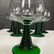 Série de 6 verres à vin vintage à pied spiral vert