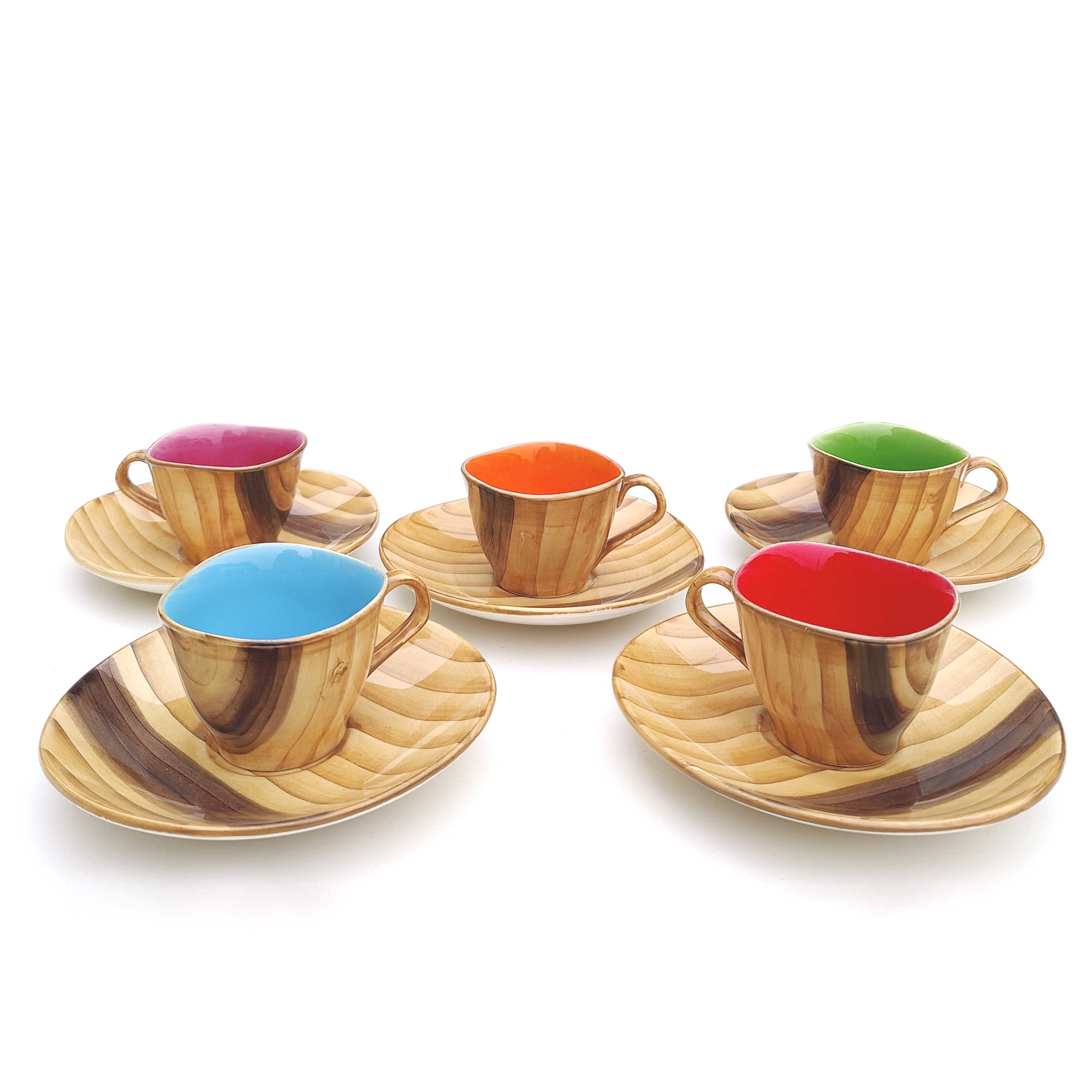 Coffee service Vallauris ceramic wood decoration