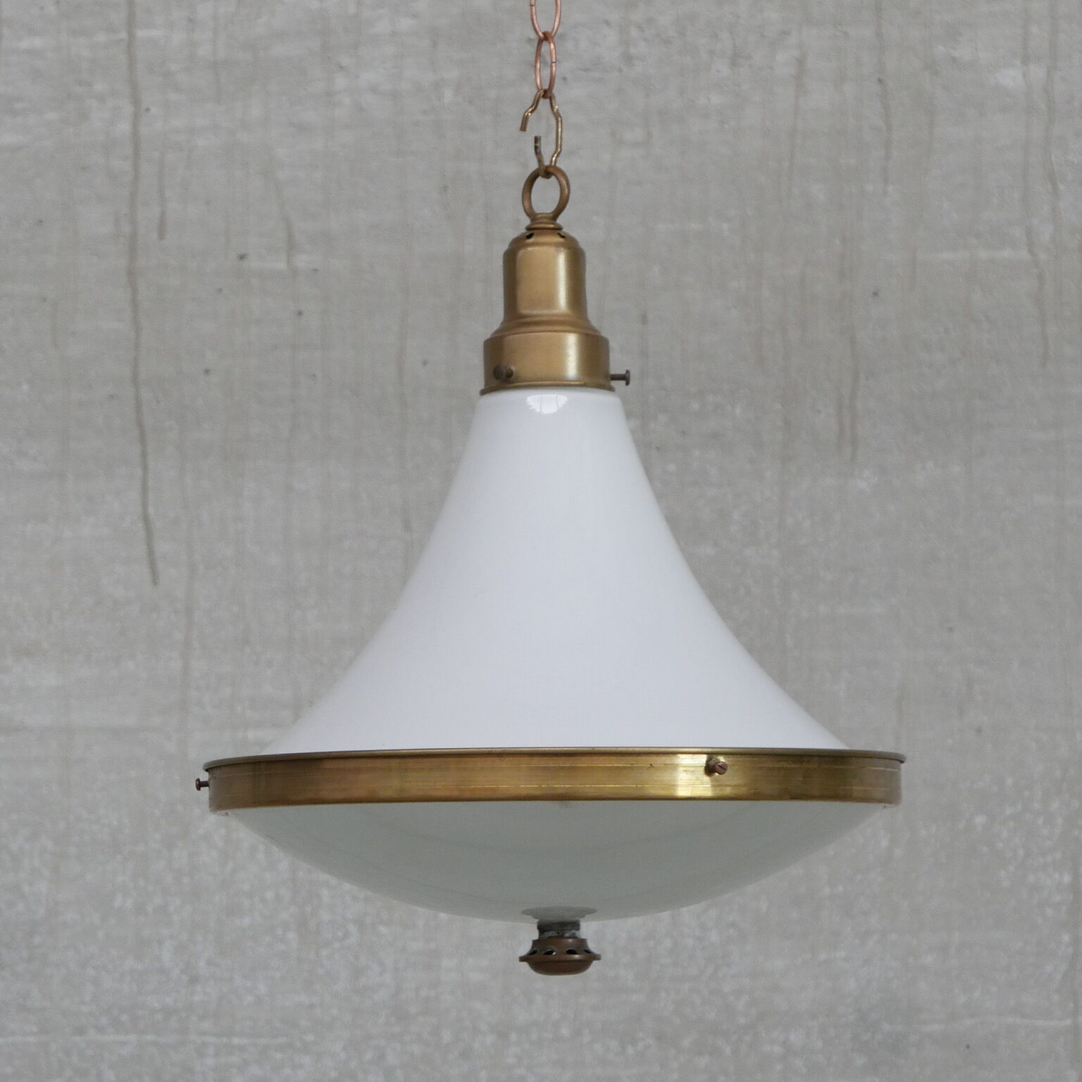 Dutch two tone opaline and brass pendant light