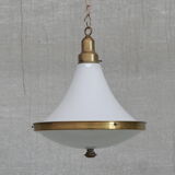 Dutch two tone opaline and brass pendant light