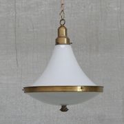 Dutch two tone opaline and brass pendant light