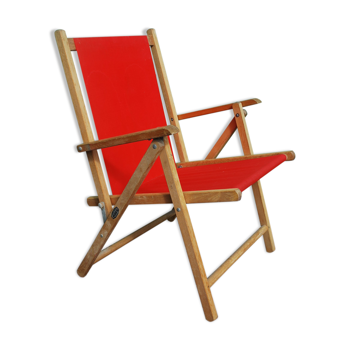 Chaise camping vintage rouge