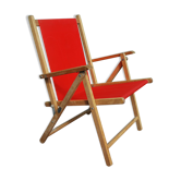 Chaise camping vintage rouge