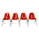 Vintage Eames Herman Miller DSS side chairs in coral orange