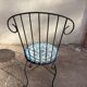 Mosaic garden furniture set in wrought iron, Mediterranean style, table and 4 chairs.