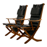 Fauteuil en hêtre avec revêtement en cuir
