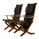Beech armchair with leather upholstery