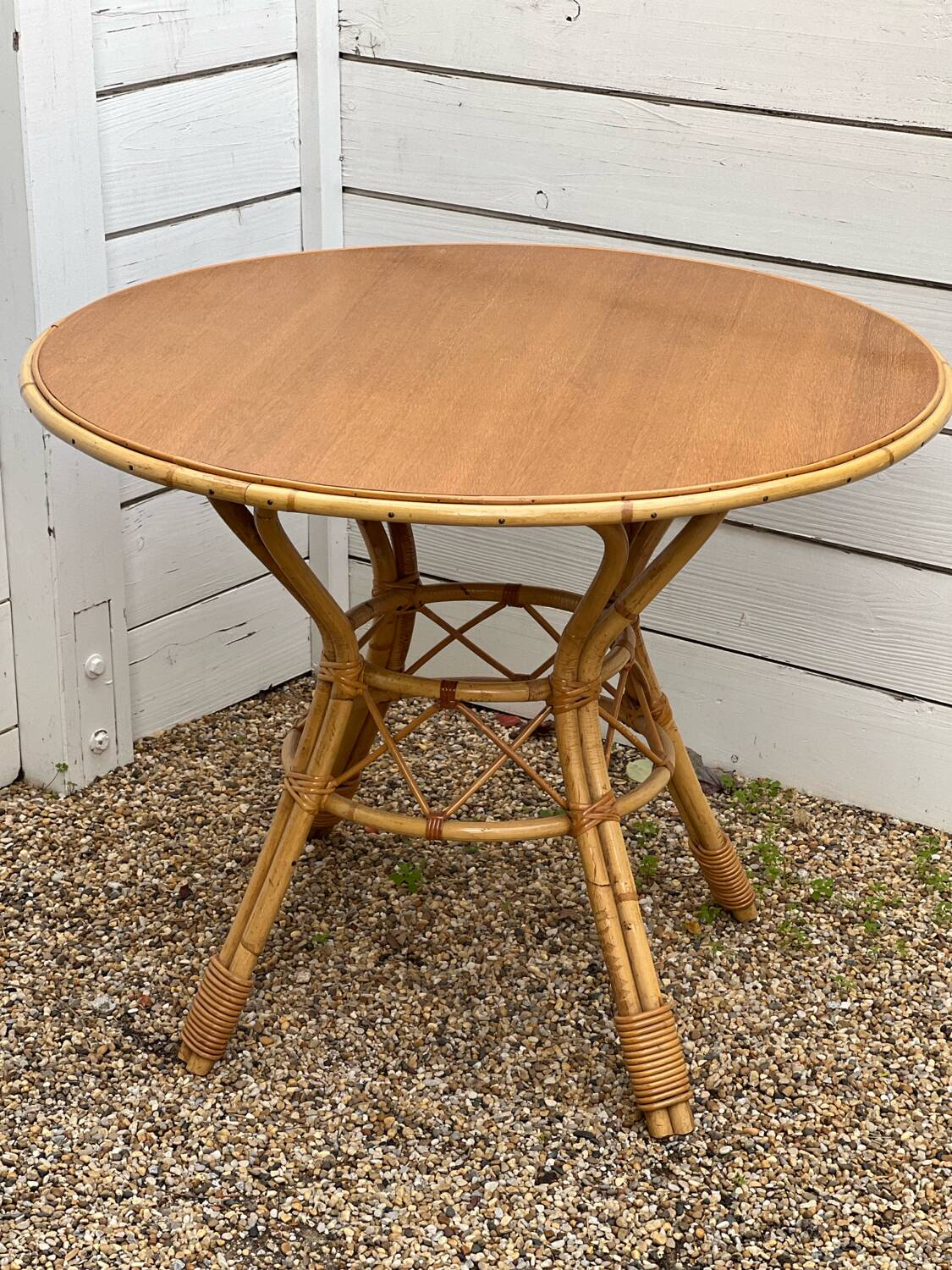 Vintage rattan dining table.