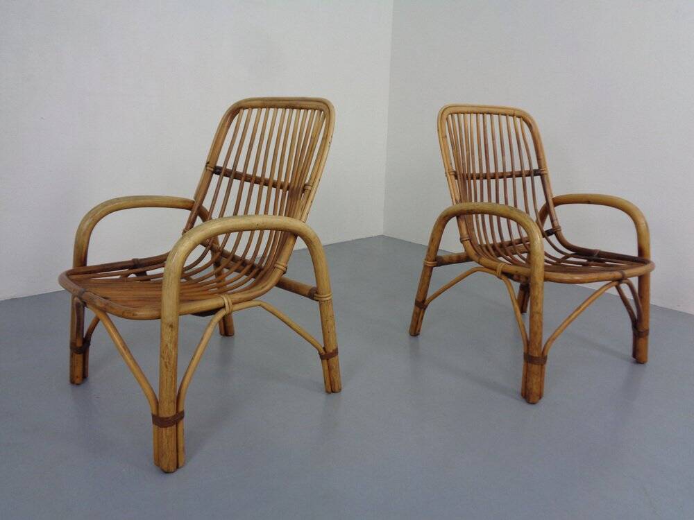 Set of Italian Bamboo Armchairs, 1970s